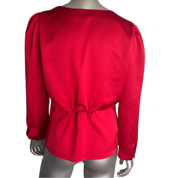 J CREW Red V Neck Long Peplum Top Blouse - Picture 11 of 13